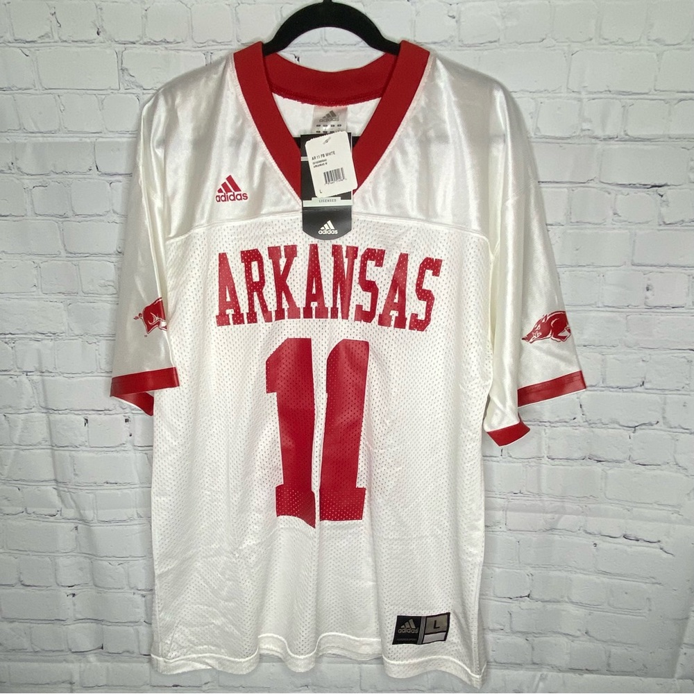 Adidas Arkansas Razorbacks Football Jersey SEC Adult Mens Size L White Mesh
